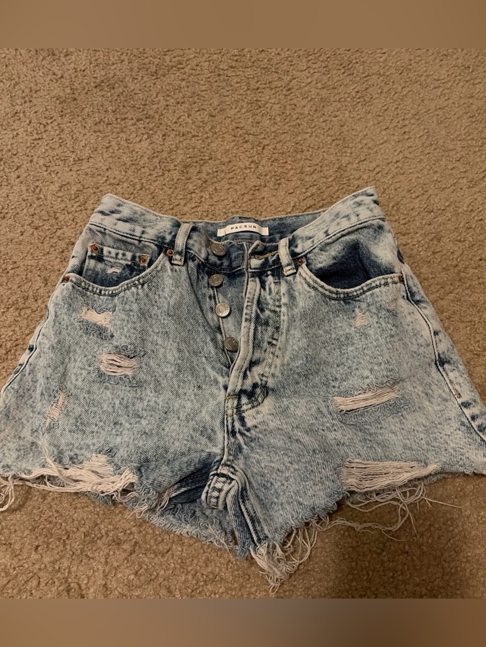 PacSun Light Blue Distressed High-Rise Denim Shorts